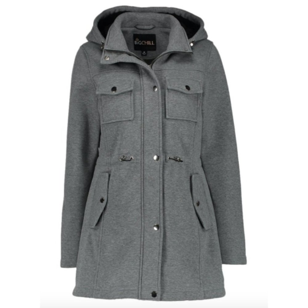 Big Chill Gray Hooded Military-Inspired Coat